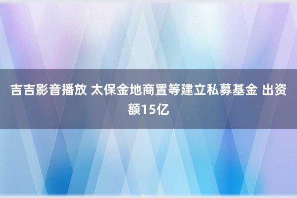 吉吉影音播放 太保金地商置等建立私募基金 出资额15亿