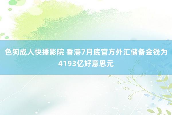 色狗成人快播影院 香港7月底官方外汇储备金钱为4193亿好意思元