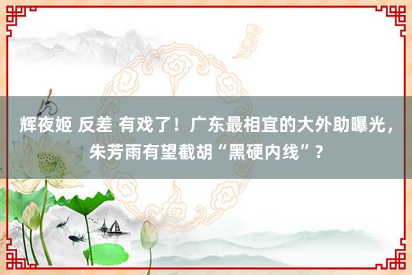 辉夜姬 反差 有戏了！广东最相宜的大外助曝光，朱芳雨有望截胡“黑硬内线”？