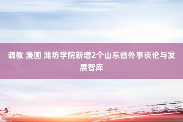 调教 漫画 潍坊学院新增2个山东省外事谈论与发展智库